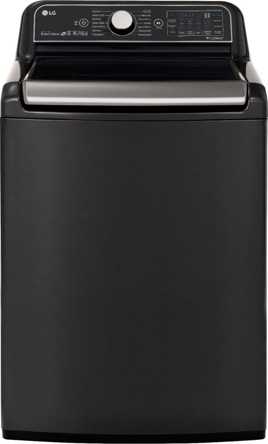 LG - 5.5 Cu. Ft. High-Efficiency Smart Top Load Washer with Steam and TurboWash3D Technology - Black steel_0