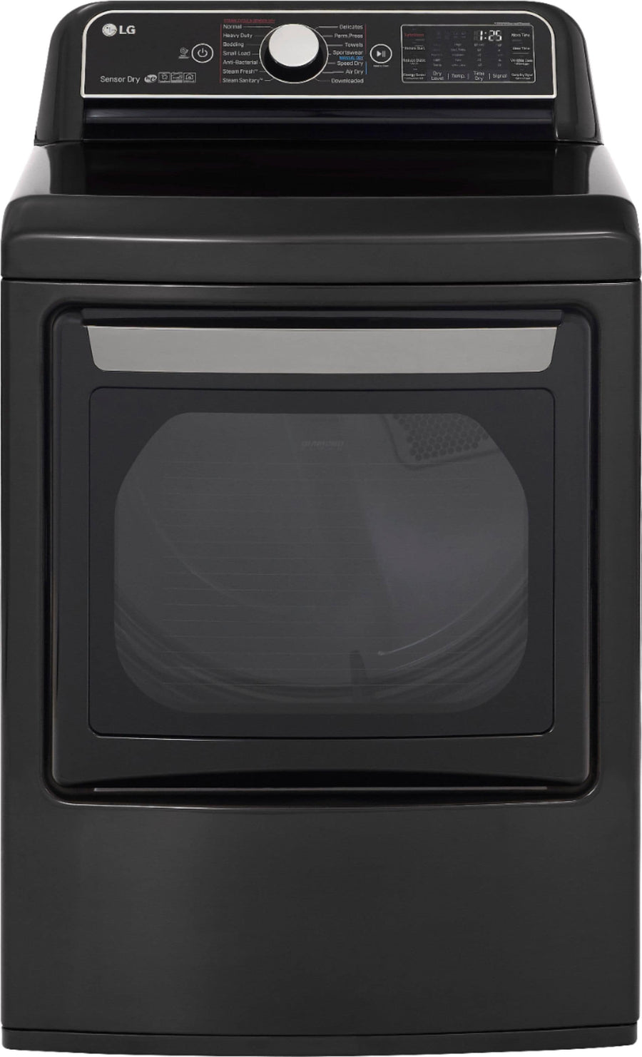LG - 7.3 Cu. Ft. Smart Electric Dryer with Steam and Sensor Dry - Black steel_0