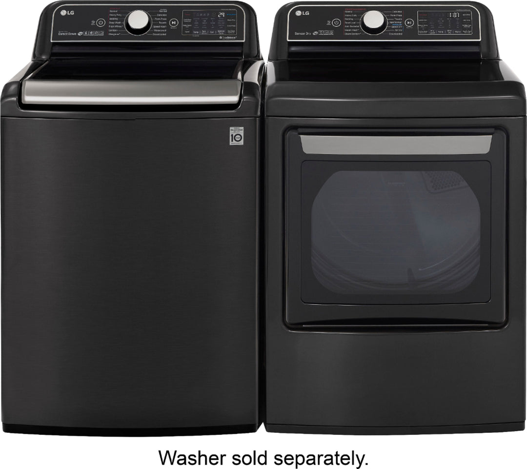 LG - 7.3 Cu. Ft. Smart Electric Dryer with Steam and Sensor Dry - Black steel_7