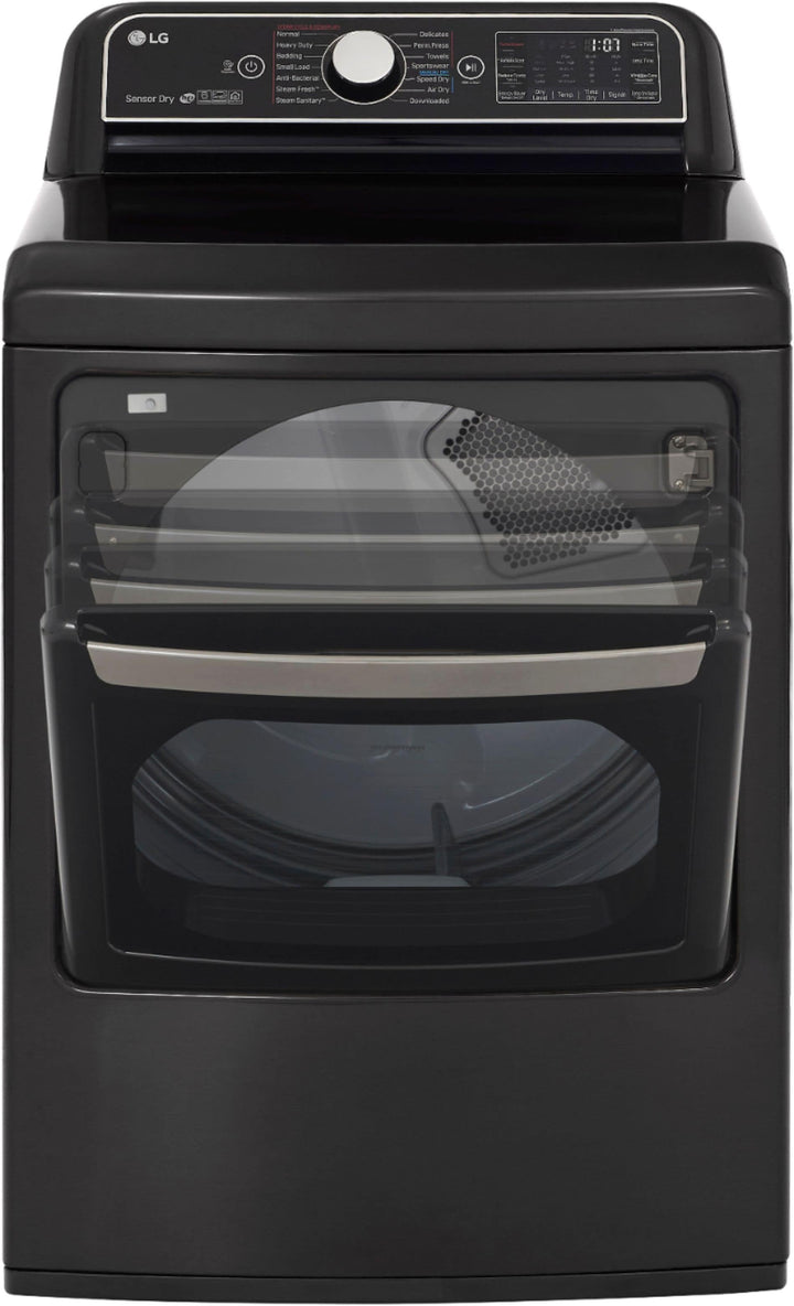 LG - 7.3 Cu. Ft. Smart Electric Dryer with Steam and Sensor Dry - Black steel_14