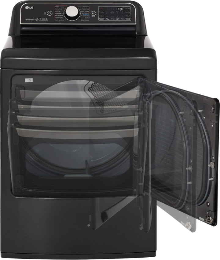 LG - 7.3 Cu. Ft. Smart Electric Dryer with Steam and Sensor Dry - Black steel_13