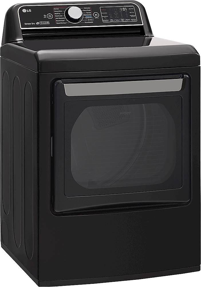 LG - 7.3 Cu. Ft. Smart Gas Dryer with Steam and Sensor Dry - Black steel_1
