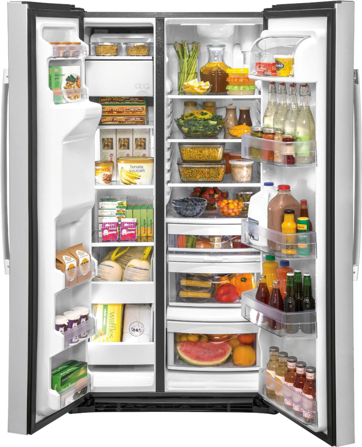 GE - 25.1 Cu. Ft. Side-By-Side Refrigerator with External Ice & Water Dispenser - Stainless steel_4