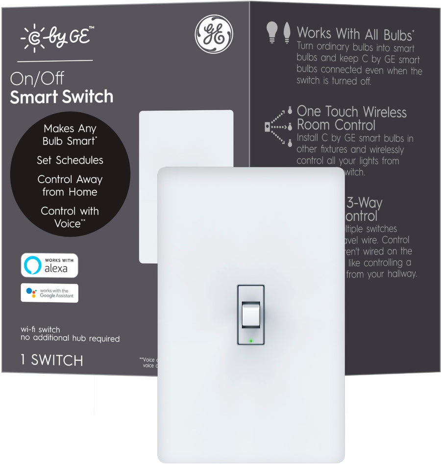GE - CYNC Smart Switch, Neutral Wire Required, On-Off Toggle Style with Bluetooth and 2.4 GHz Wifi (Packing May Vary) - White_0