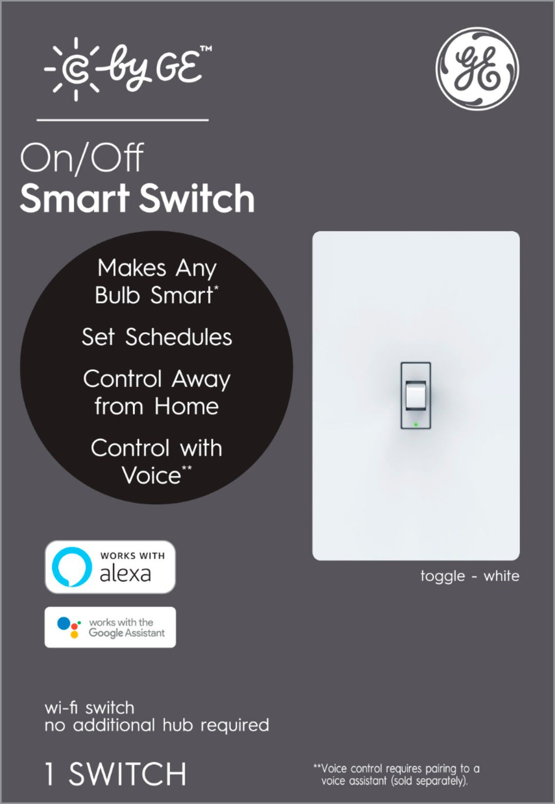 GE - CYNC Smart Switch, Neutral Wire Required, On-Off Toggle Style with Bluetooth and 2.4 GHz Wifi (Packing May Vary) - White_3