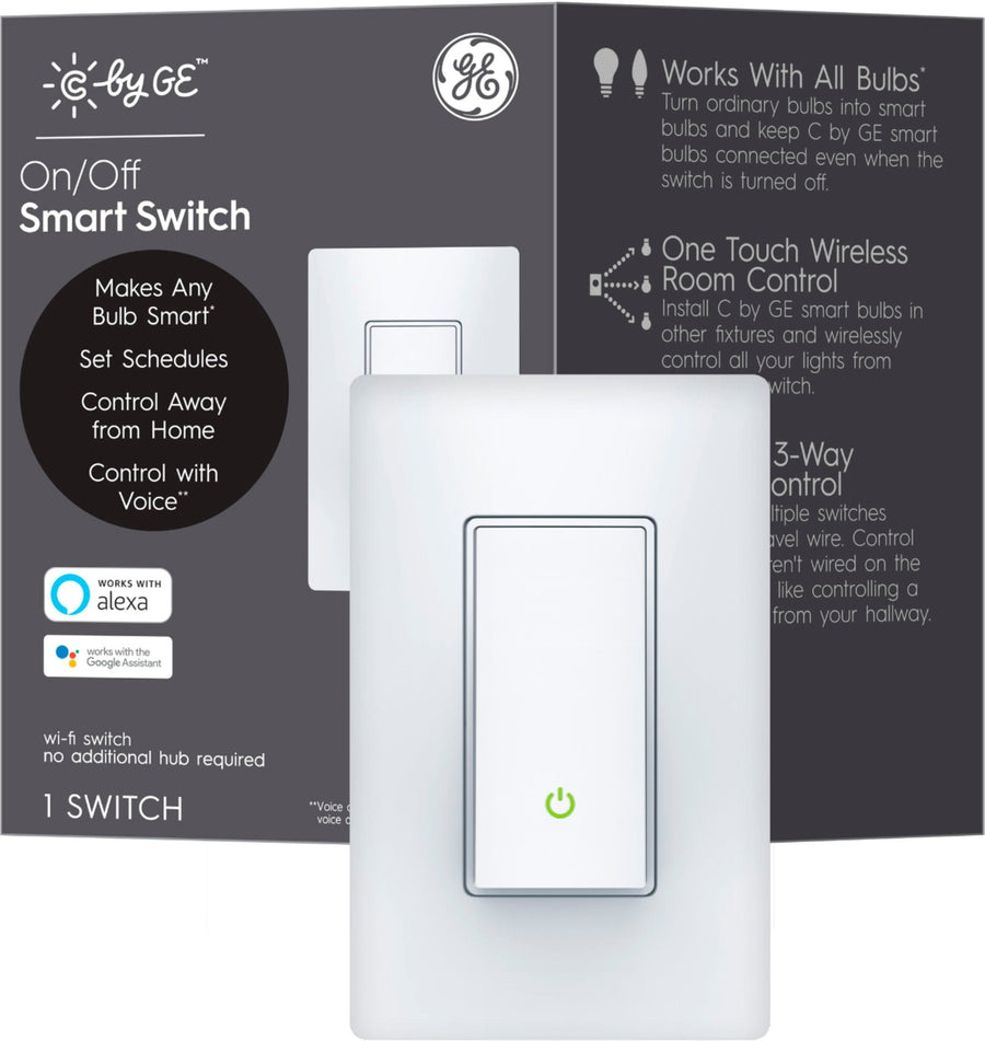 GE - CYNC Smart Switch, Neutral Wire Required, On-Off Paddle Style with Bluetooth and 2.4 GHz Wifi (Packing May Vary) - White_0