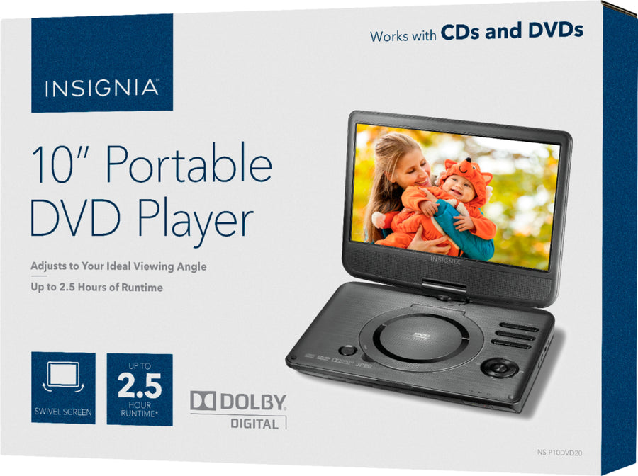 Insignia™ - 10" Portable DVD Player with Swivel Screen - Black_1