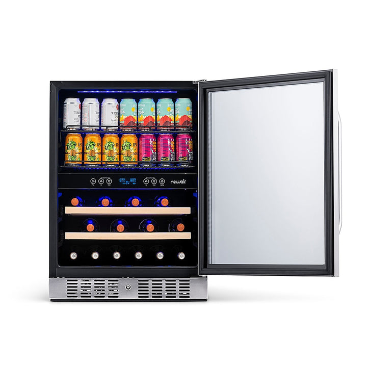 NewAir - 20 Bottle and 70 Can Dual Zone Wine and Beverage Fridge in Stainless Steel with SplitShelf™ and Smooth Rolling Shelves - Stainless steel_7