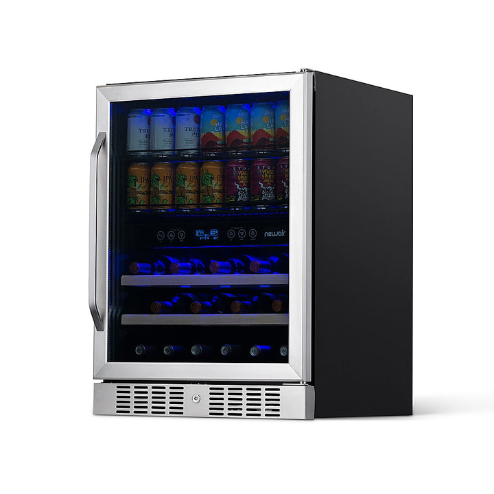 NewAir - 20 Bottle and 70 Can Dual Zone Wine and Beverage Fridge in Stainless Steel with SplitShelf™ and Smooth Rolling Shelves - Stainless steel_8