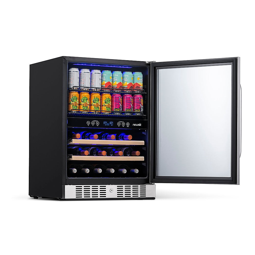 NewAir - 20 Bottle and 70 Can Dual Zone Wine and Beverage Fridge in Stainless Steel with SplitShelf™ and Smooth Rolling Shelves - Stainless steel_13