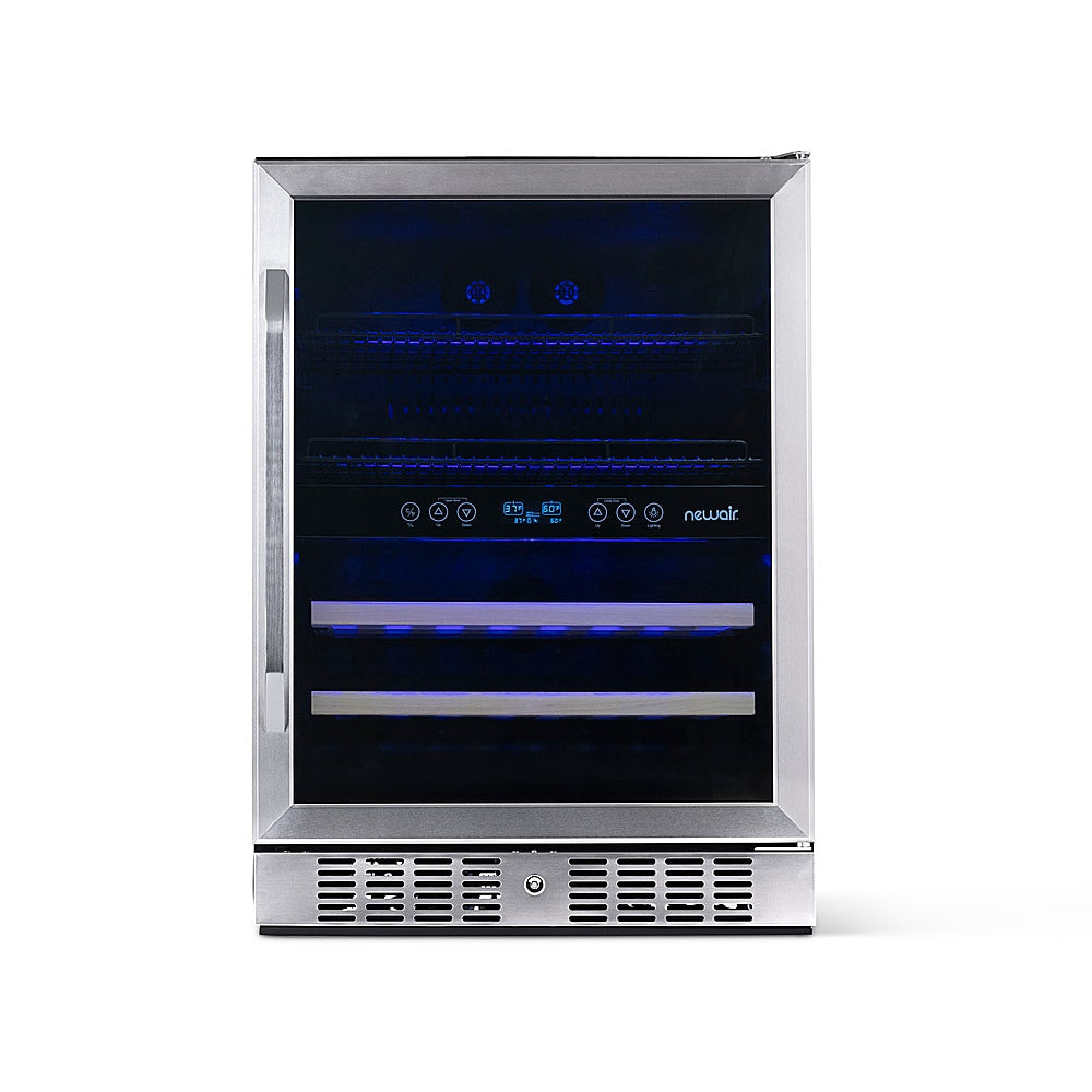 NewAir - 20 Bottle and 70 Can Dual Zone Wine and Beverage Fridge in Stainless Steel with SplitShelf™ and Smooth Rolling Shelves - Stainless steel_12