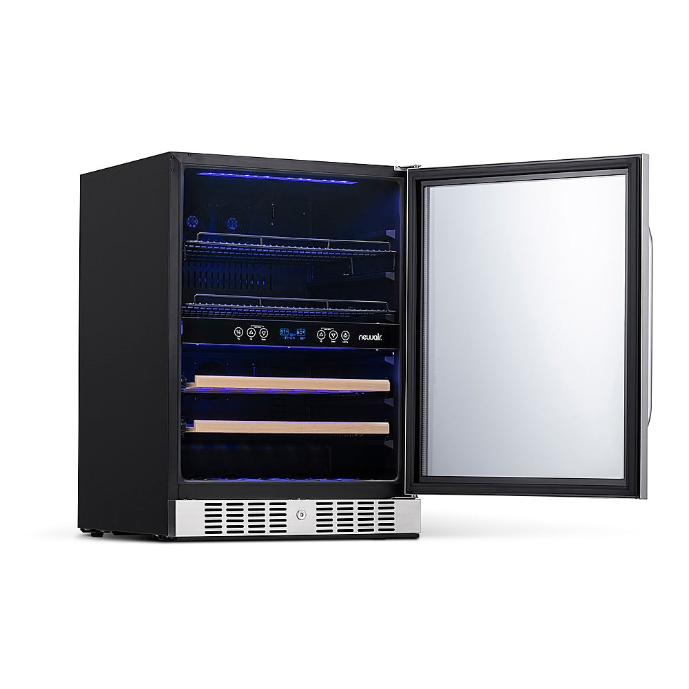 NewAir - 20 Bottle and 70 Can Dual Zone Wine and Beverage Fridge in Stainless Steel with SplitShelf™ and Smooth Rolling Shelves - Stainless steel_10