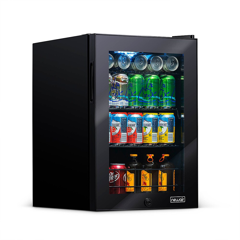 NewAir - 90-Can Freestanding Beverage Fridge, Compact with Adjustable Shelves and Lock - Black_1
