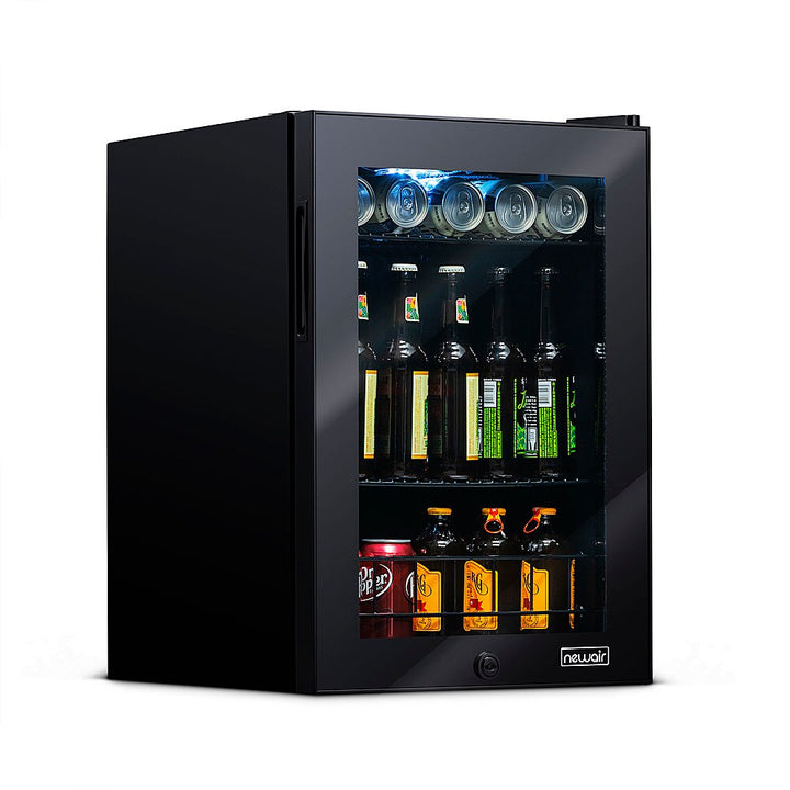 NewAir - 90-Can Freestanding Beverage Fridge, Compact with Adjustable Shelves and Lock - Black_4