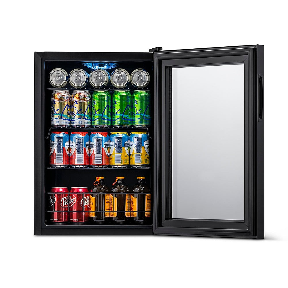 NewAir - 90-Can Freestanding Beverage Fridge, Compact with Adjustable Shelves and Lock - Black_2