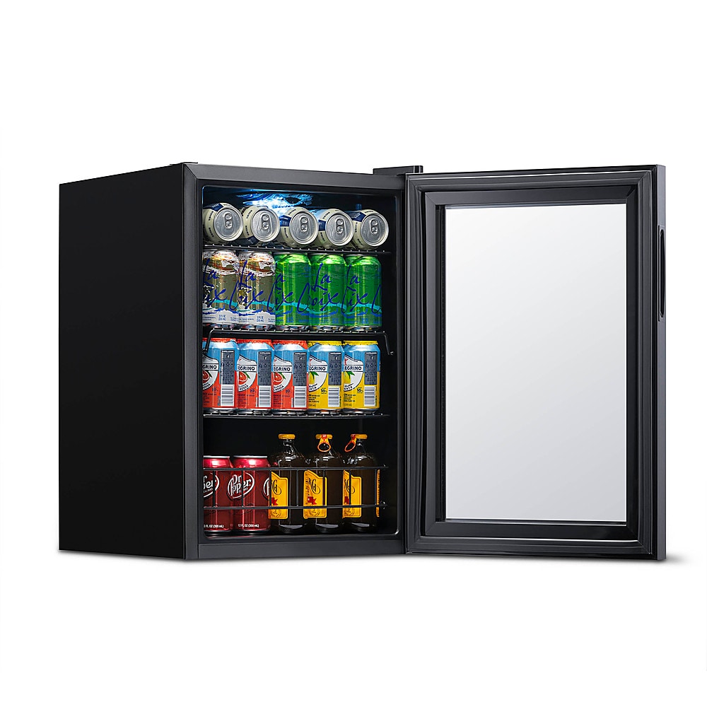 NewAir - 90-Can Freestanding Beverage Fridge, Compact with Adjustable Shelves and Lock - Black_3