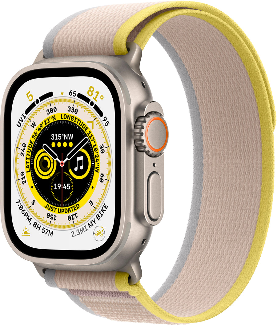 Apple Watch Ultra (GPS + Cellular) 49mm Titanium Case with Yellow/Beige Trail Loop - S/M - Titanium_0