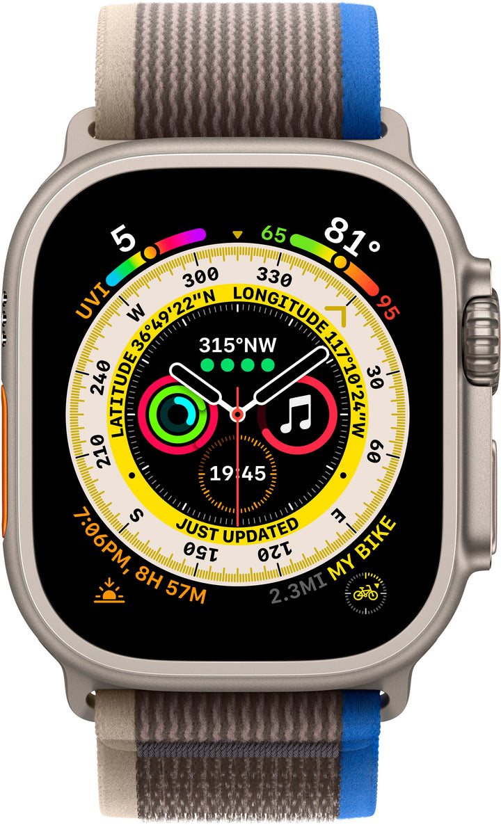 Apple Watch Ultra (GPS + Cellular) 49mm Titanium Case with Blue/Gray Trail Loop - S/M - Titanium_2