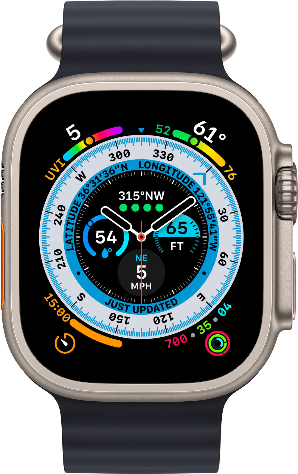 Apple Watch Ultra (GPS + Cellular) 49mm Titanium Case with Midnight Ocean Band - Titanium_1