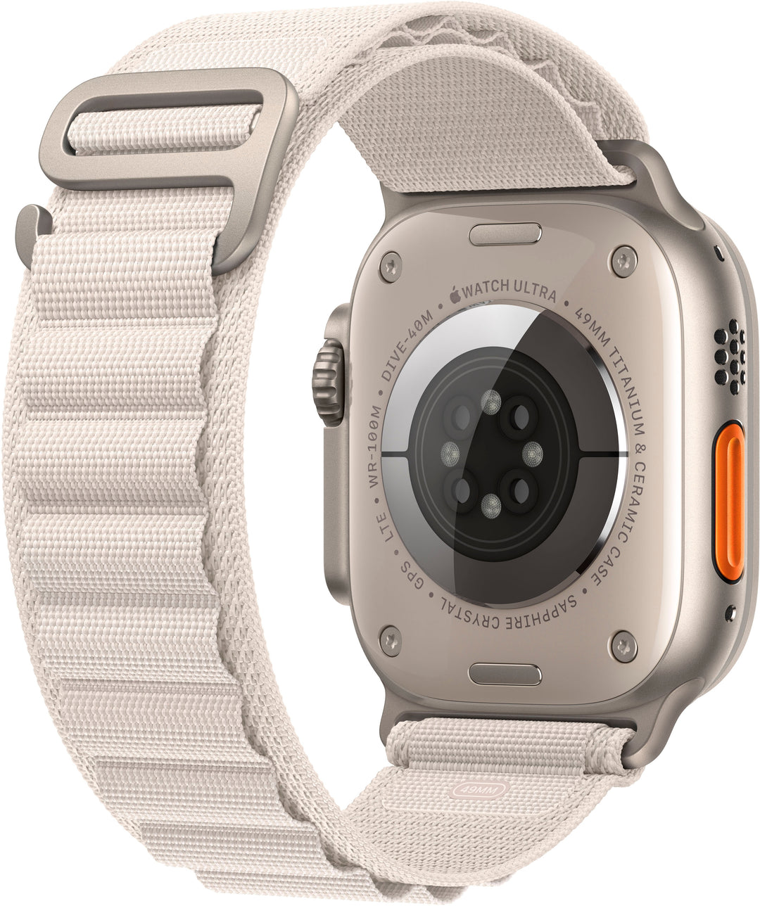 Apple Watch Ultra (GPS + Cellular) 49mm Titanium Case with Starlight Alpine Loop - Large - Titanium_6