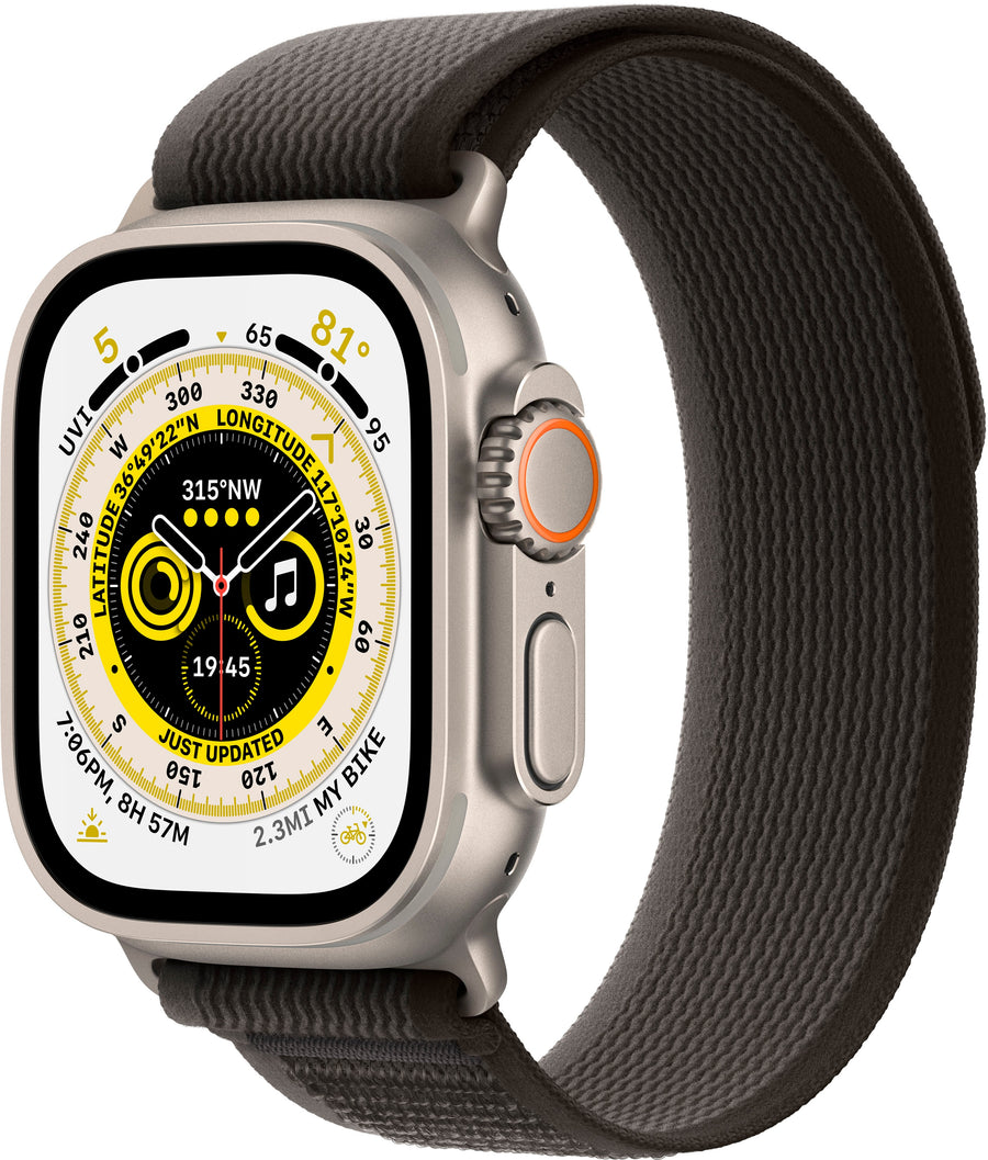Apple Watch Ultra (GPS + Cellular) 49mm Titanium Case with Black/Gray Trail Loop - S/M - Titanium_0