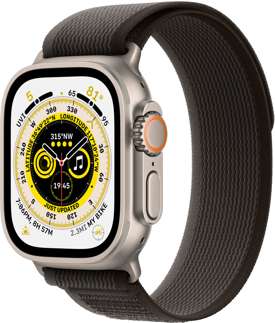 Apple Watch Ultra (GPS + Cellular) 49mm Titanium Case with Black/Gray Trail Loop - M/L - Titanium (AT&T)_0