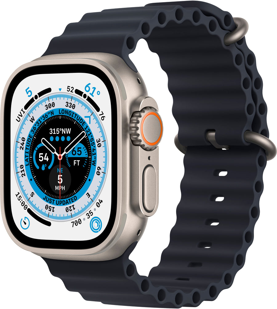 Apple Watch Ultra (GPS + Cellular) 49mm Titanium Case with Midnight Ocean Band - Titanium (AT&T)_0