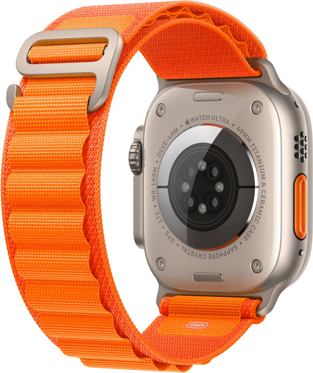 Apple Watch Ultra (GPS + Cellular) 49mm Titanium Case with Orange Alpine Loop - Medium - Titanium (Verizon)_1