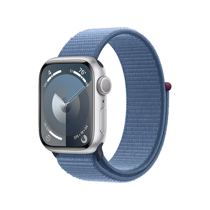 Apple Watch Series 9 (GPS) 41mm Silver Aluminum Case with Winter Blue Sport Loop - Silver_0