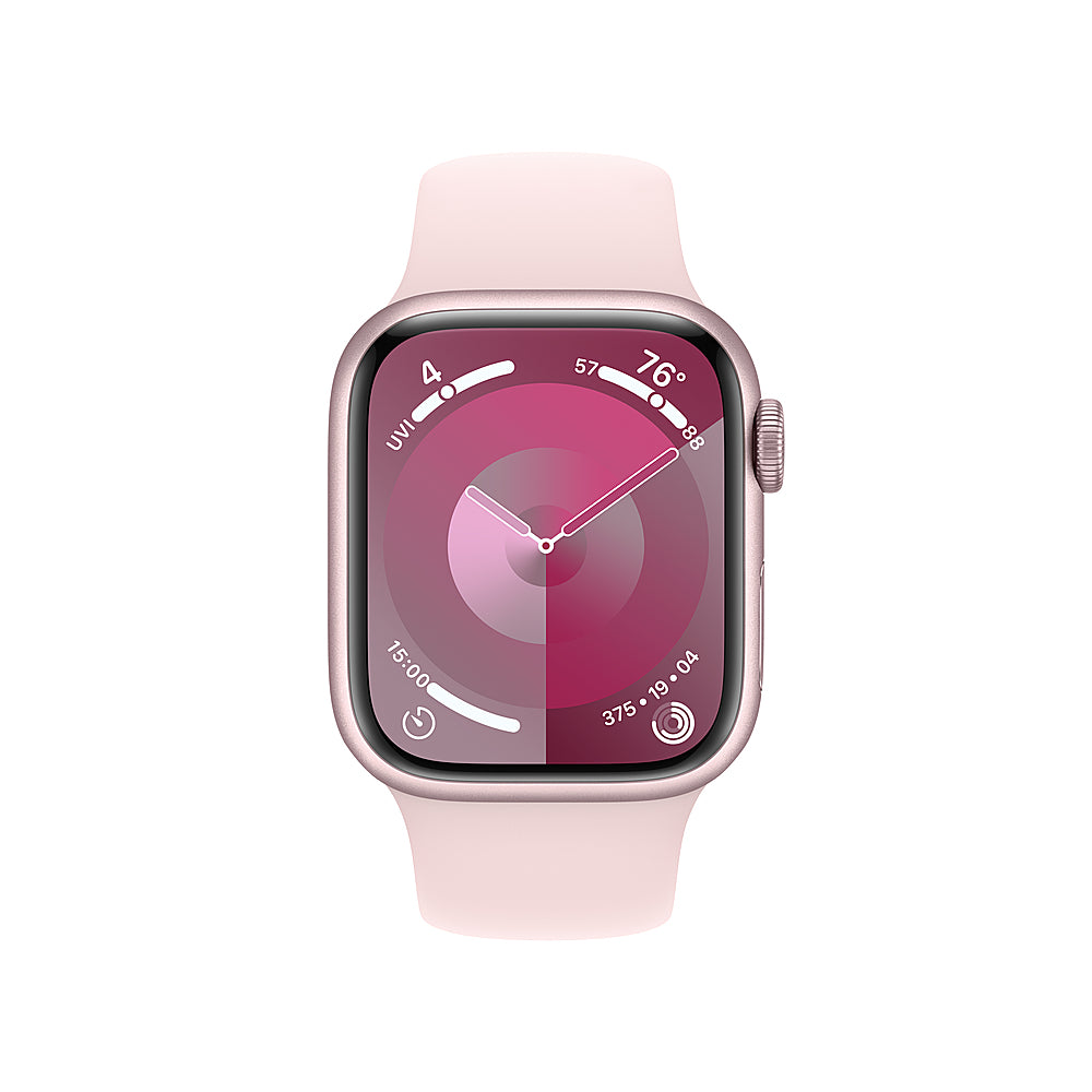 Apple Watch Series 9 (GPS) 41mm Pink Aluminum Case with Light Pink Sport Band - S/M - Pink_1