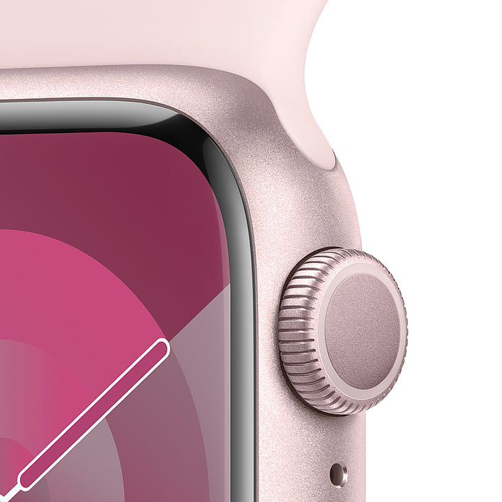 Apple Watch Series 9 (GPS) 41mm Pink Aluminum Case with Light Pink Sport Band - S/M - Pink_7