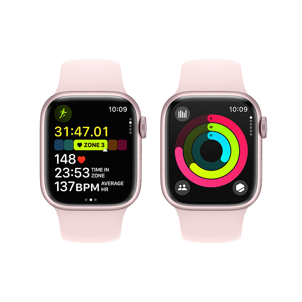 Apple Watch Series 9 (GPS) 41mm Pink Aluminum Case with Light Pink Sport Band - S/M - Pink_2