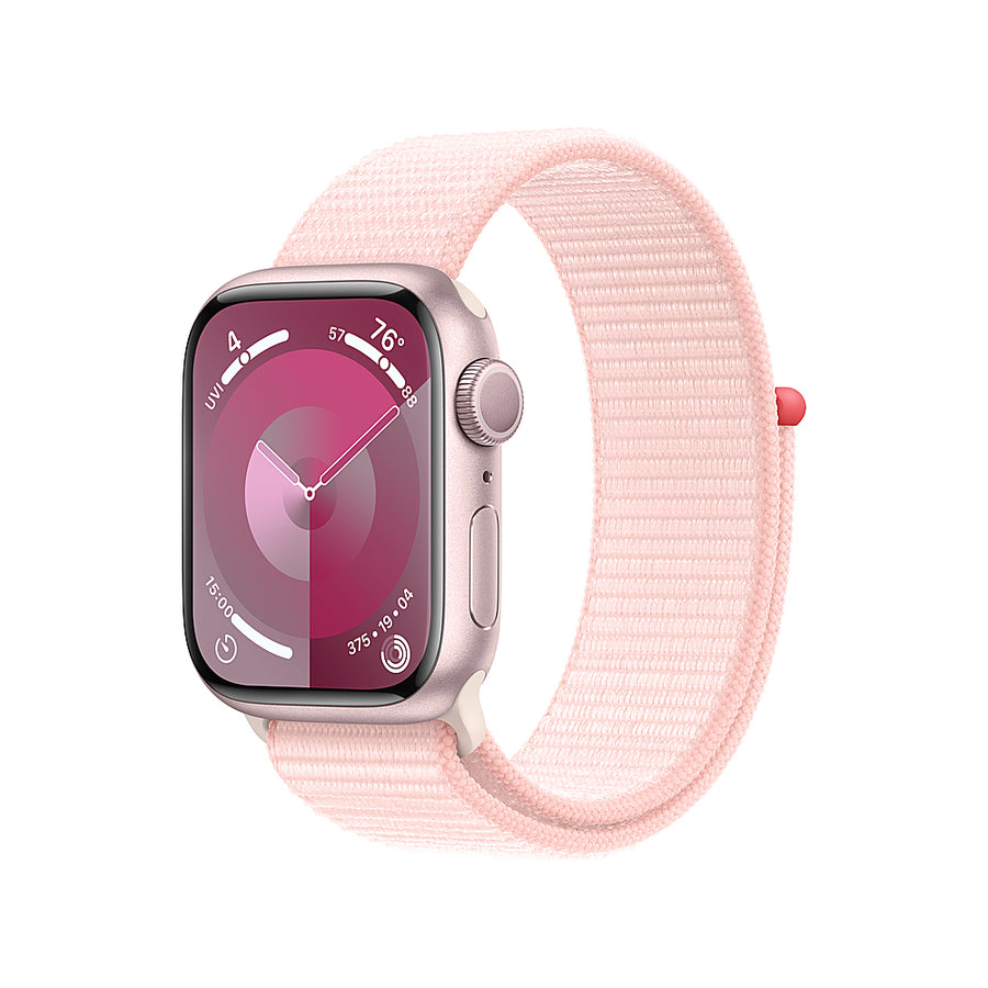 Apple Watch Series 9 (GPS) 41mm Pink Aluminum Case with Light Pink Sport Loop - Pink_0