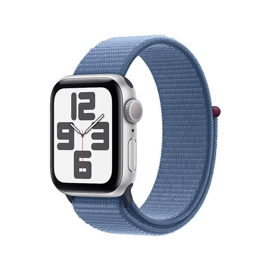 Apple Watch SE (GPS) 40mm Silver Aluminum Case with Winter Blue Sport Loop - Silver_0