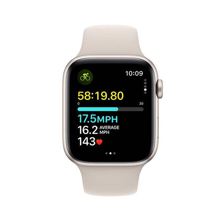 Apple Watch SE (GPS) 44mm Starlight Aluminum Case with Starlight Sport Band - S/M - Starlight_2