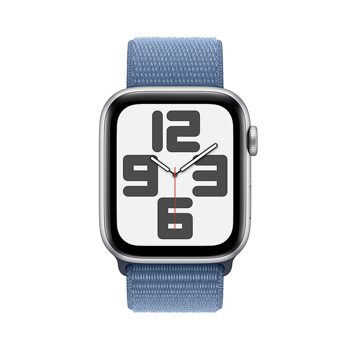 Apple Watch SE (GPS) 44mm Silver Aluminum Case with Winter Blue Sport Loop - Silver_1