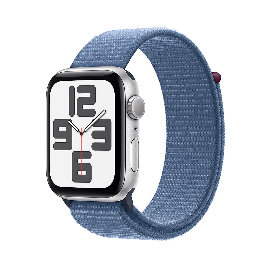 Apple Watch SE (GPS) 44mm Silver Aluminum Case with Winter Blue Sport Loop - Silver_0