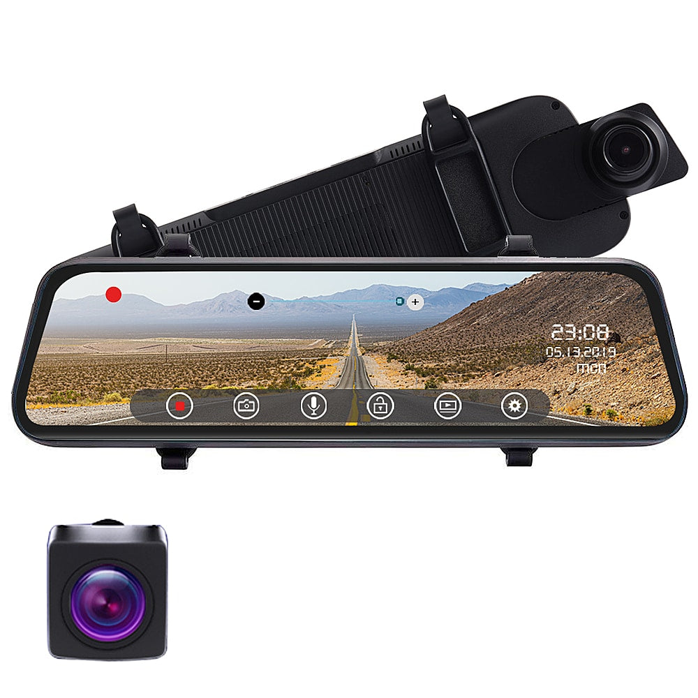 Rexing - M1 1296P Mirror Front and Rear Dash Cam - Black_1