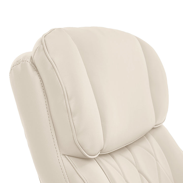 La-Z-Boy - Comfort and Beauty Sutherland Diamond-Quilted Bonded Leather Office Chair - Light Ivory_1
