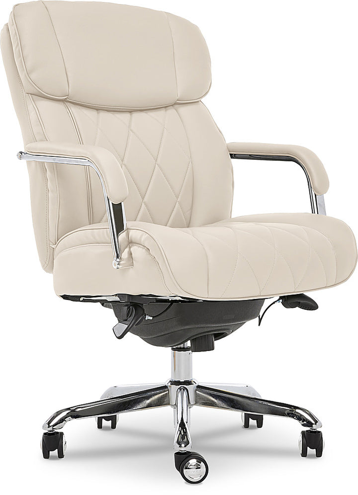 La-Z-Boy - Comfort and Beauty Sutherland Diamond-Quilted Bonded Leather Office Chair - Light Ivory_0