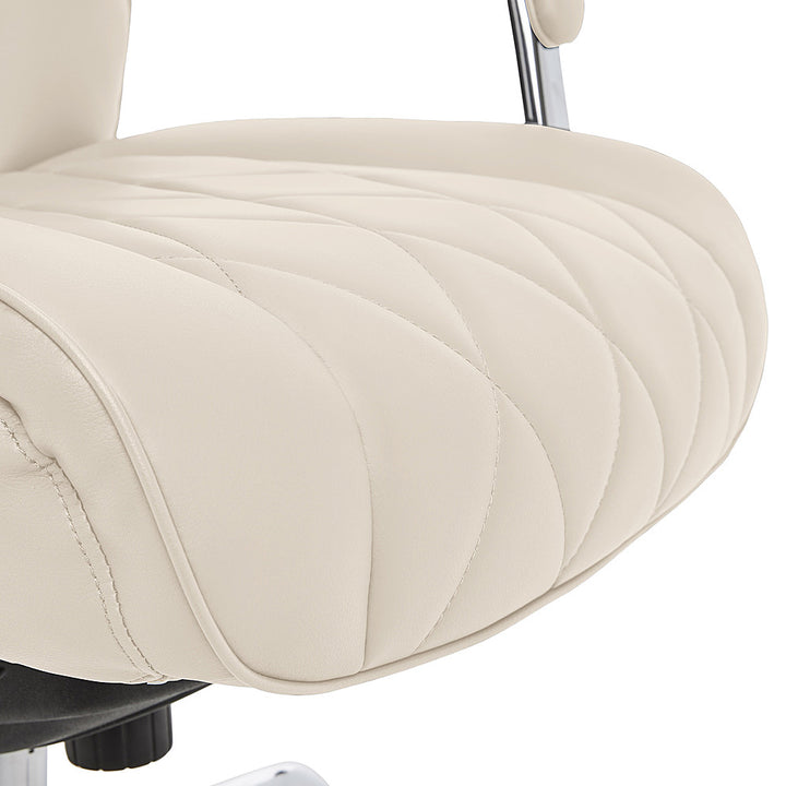 La-Z-Boy - Comfort and Beauty Sutherland Diamond-Quilted Bonded Leather Office Chair - Light Ivory_7
