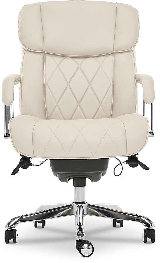 La-Z-Boy - Comfort and Beauty Sutherland Diamond-Quilted Bonded Leather Office Chair - Light Ivory_12