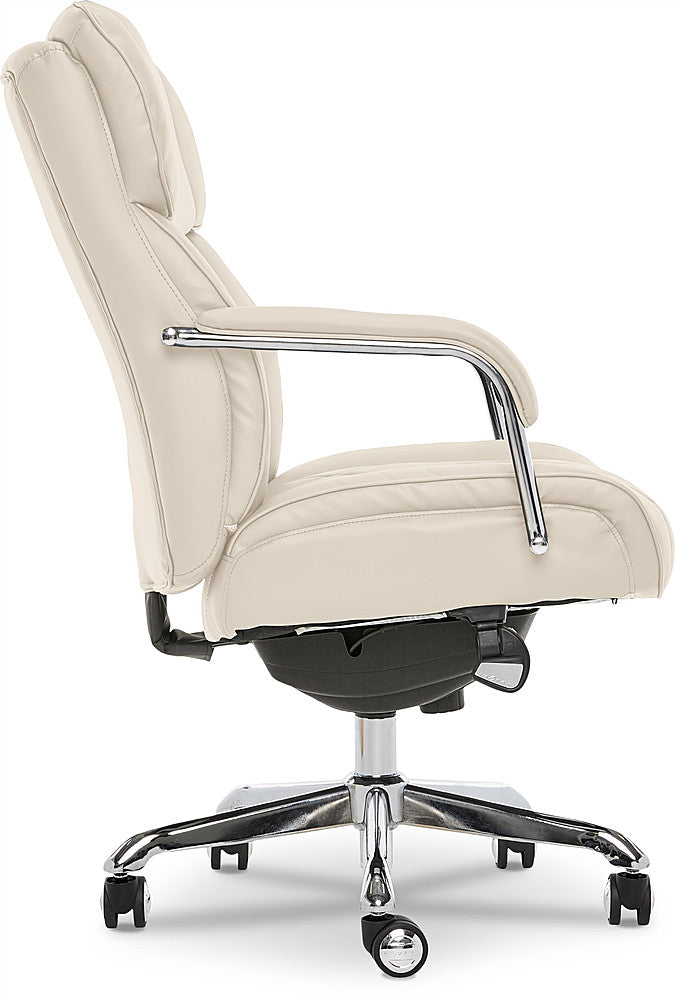 La-Z-Boy - Comfort and Beauty Sutherland Diamond-Quilted Bonded Leather Office Chair - Light Ivory_10