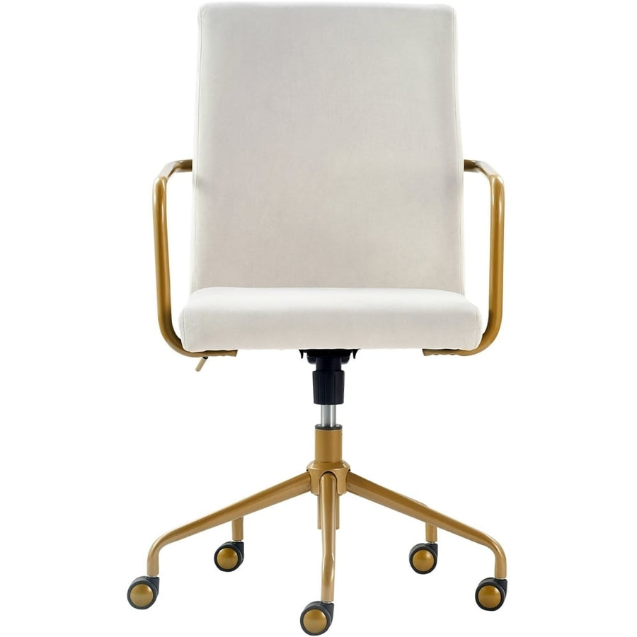 Elle Decor - Giselle Mid-Century Modern Fabric Executive Chair - Gold/Velvet Cream_0