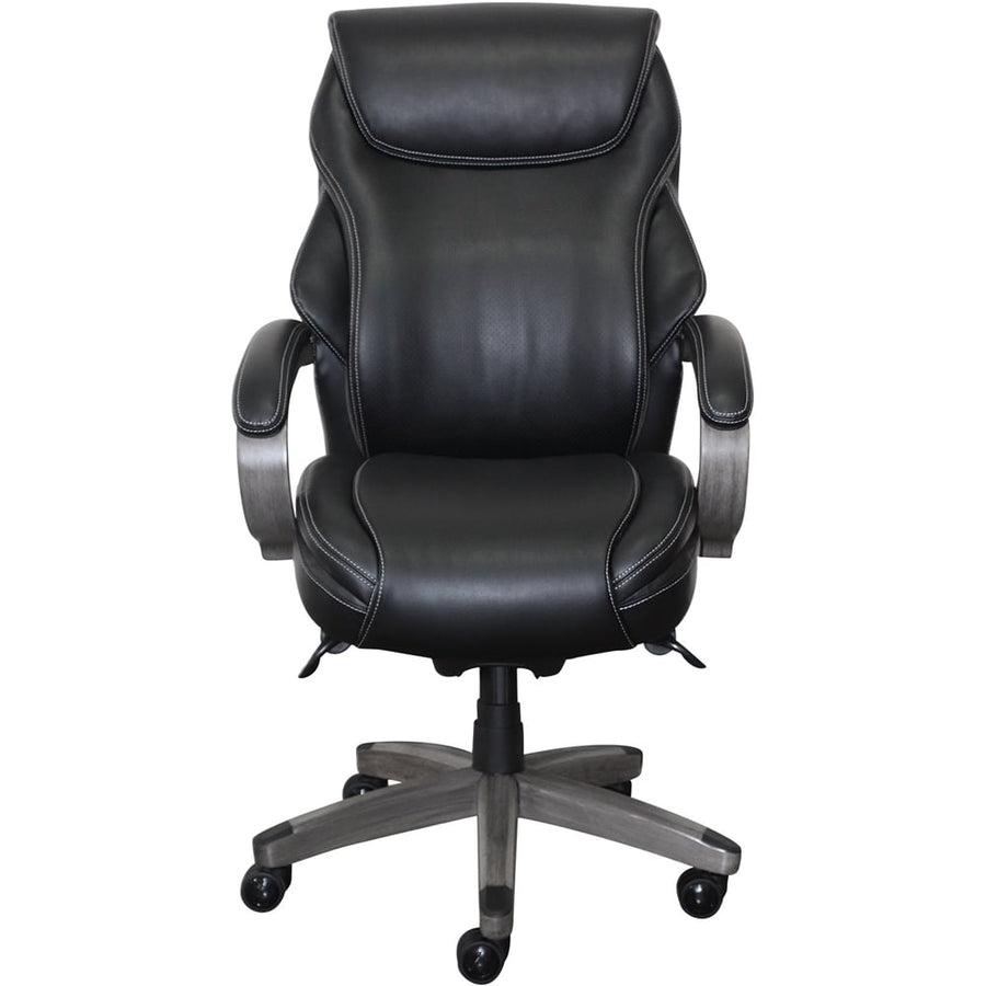 La-Z-Boy - Hyland Bonded Leather & Memory Foam Executive Chair - Gray/Black_0
