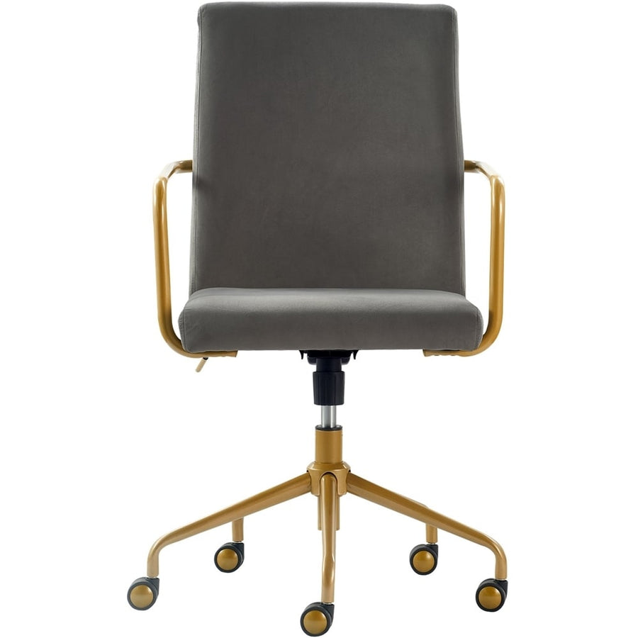 Elle Decor - Giselle Mid-Century Modern Fabric Executive Chair - Gold/Light Gray Velvet_0