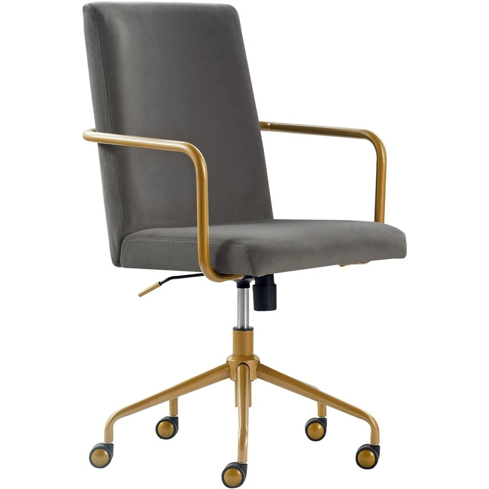 Elle Decor - Giselle Mid-Century Modern Fabric Executive Chair - Gold/Light Gray Velvet_1
