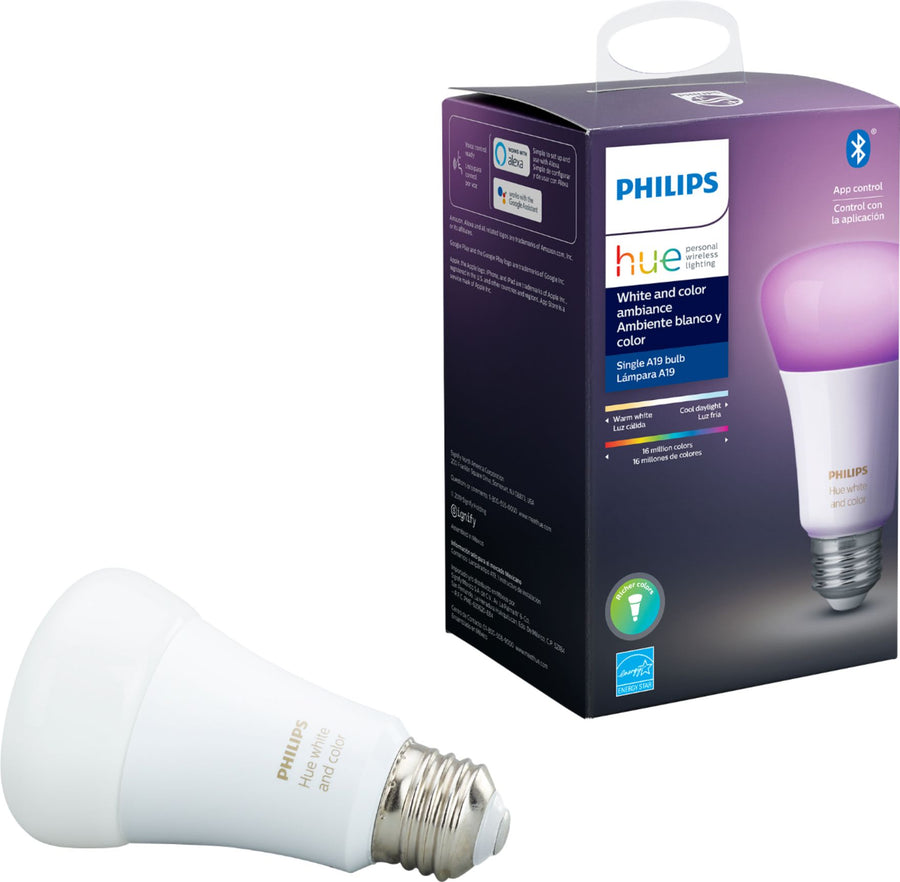 Philips - Hue White & Color Ambiance A19 Bluetooth Smart LED Bulb - Multicolor_0