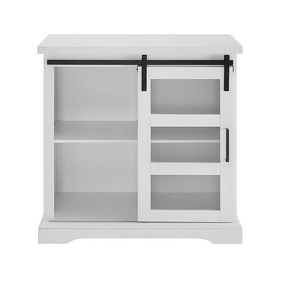 Walker Edison - Sliding Glass Door Modern Buffet Cabinet - White_0