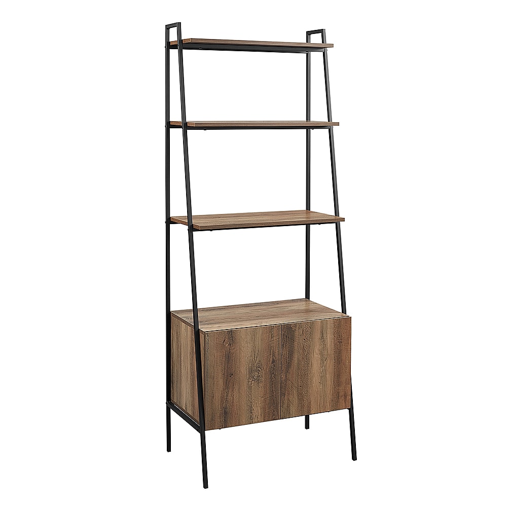 Walker Edison - 72" Industrial Ladder 5-Shelf Storage Bookcase - Rustic Oak_1